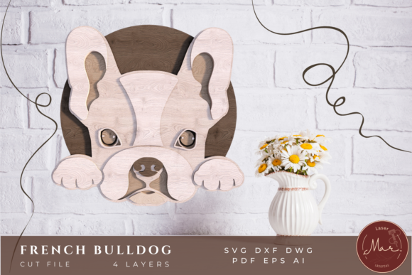 3D Multilayered French Bulldog Laser Cut Design