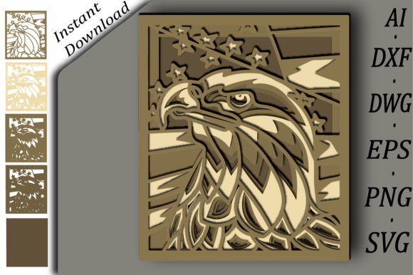 3D Patriotic Eagle SVG for Layered Crafts