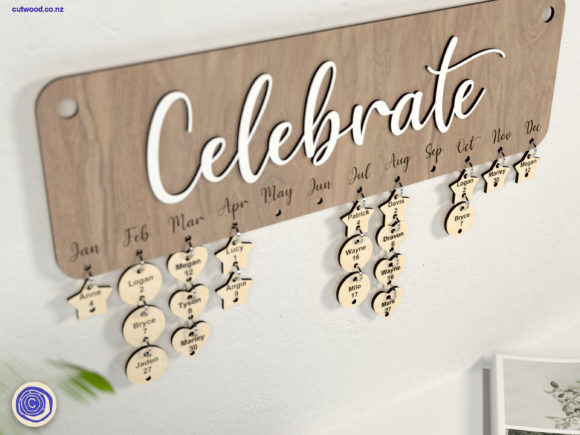 Birthday Calendar and SVG Digital Cut File for Glowforge Pins