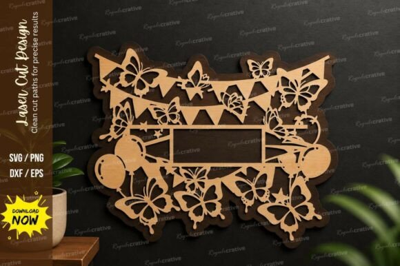 Butterfly Frame Border Laser Cut Svg