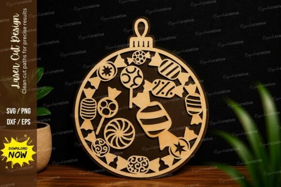 Christmas Ornament Bauble SVG Laser Cut