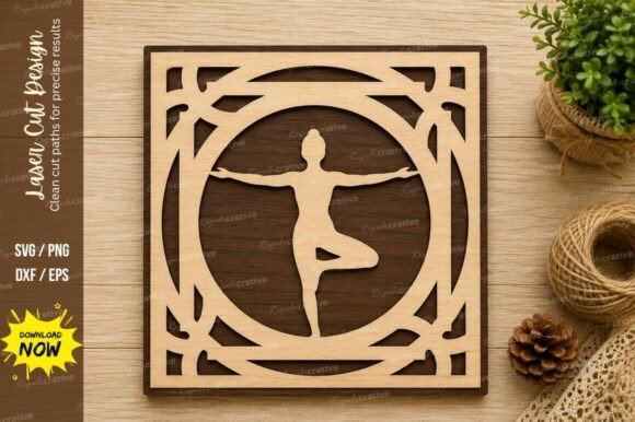 Create Elegant Decor with a Yoga Pose Frame Laser Cut SVG Design