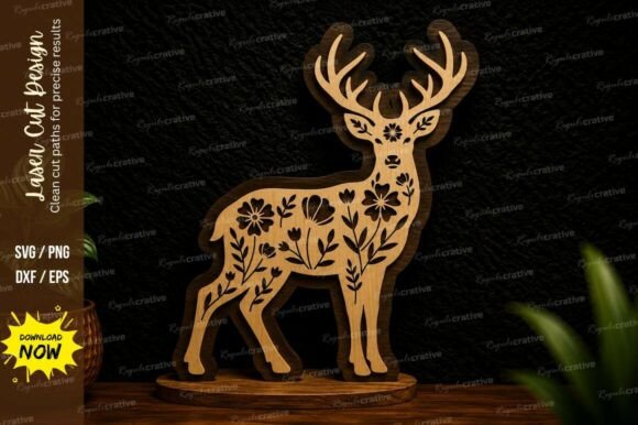 Create H1 From Decorative Deer Standing Laser Cut Svg MAXIMUM 60 CHARACTERS with Rules Natural, not keyword stuffing, Plain text title only, no list, no explanation, no quotes, no markdown