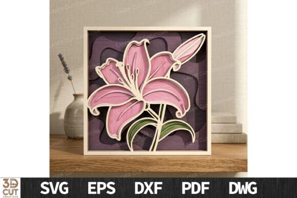 Create Stunning 3D Floral Decor with Layered Lily Wall Art SVG