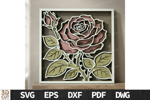 Create Stunning 3D Floral Decor with Layered Rose Wall Art SVG