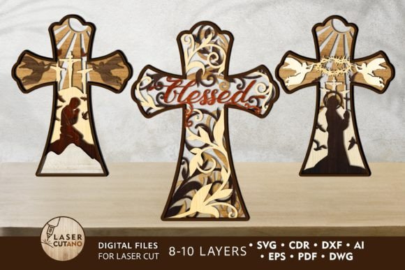 Cross 3D Bundle Religious Layered SVG for DIY Projects