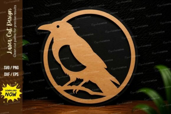 Crow Circle Laser Cut SVG: Precision Crafted Designs