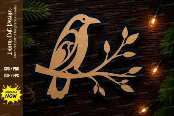 Elegant Bird Branch SVG: Precision Cut Design