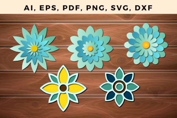 Elegant Multi Layer Flower Paper Cut Bundle SVG