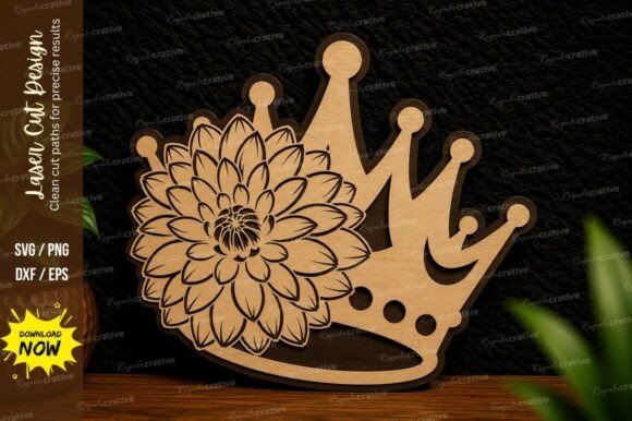 Floral Crown Laser Cut SVG Design