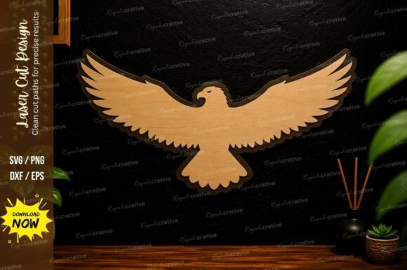 Flying Eagle Wall Art Laser Cut Svg: Dynamic Design