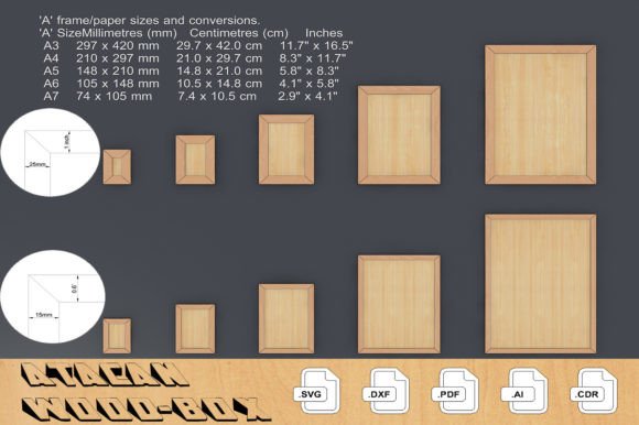 Frame Glowforge Laser Cut SVG Files 37 for 'A' Sizes