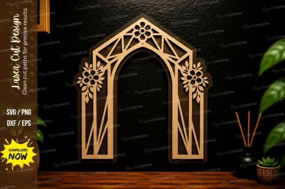 Geometric Arch Frame Laser Cut SVG: Elegant Design Files
