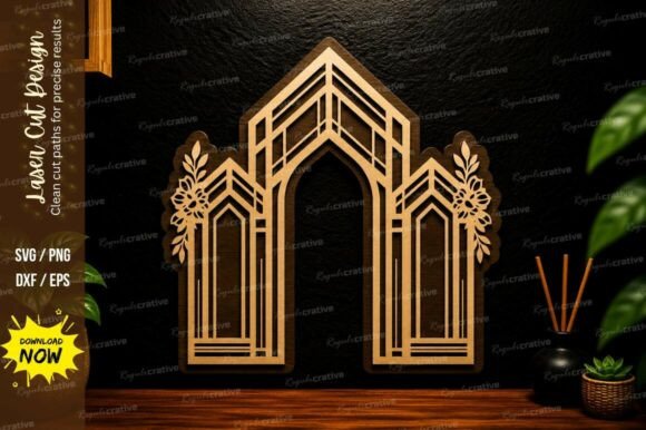 Geometric Gothic Arch SVG: Precision Laser Cut Designs