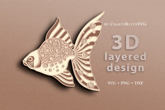 Goldfish Fish 3D Layered SVG Cut File: A Dynamic Design Asset