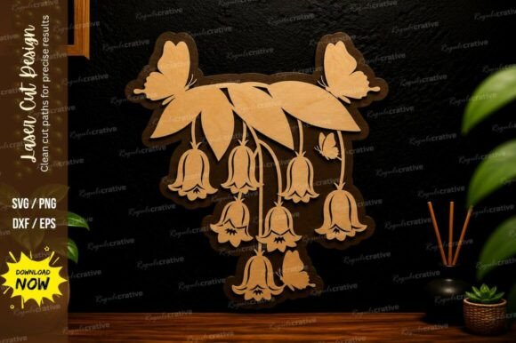 Hanging Bell Flowers Laser Cut Svg: Elegant Design Files