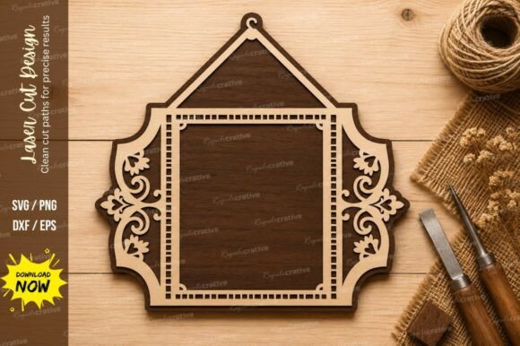 Hanging Ornate Square Frame Laser Cut