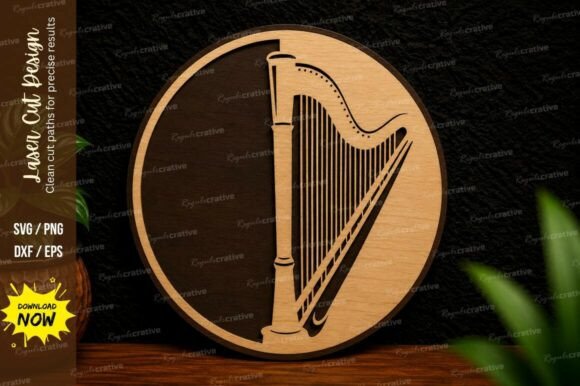 Harp Circle Laser Cut SVG Design