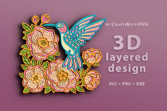 Hummingbird 3D Layered SVG Cut File for Vibrant Crafts