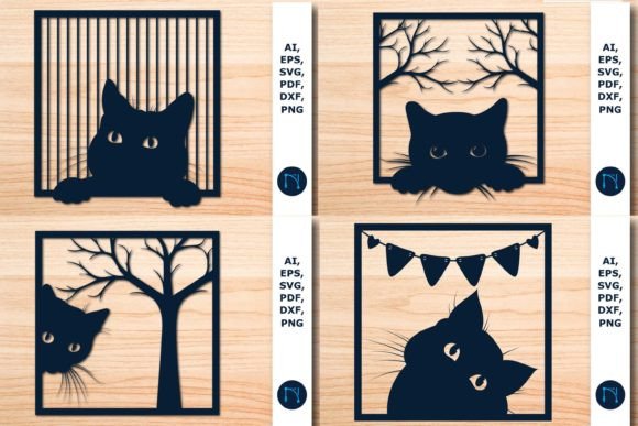 Laser Cut Peeking Cat in Window Bundle