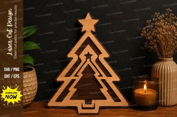Layered Christmas Tree SVG Laser Cut Svg: Festive Design