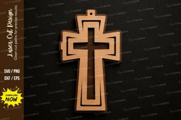 Layered Cross SVG Laser Cut Svg Design: Precision Crafted