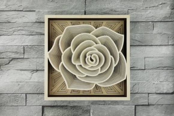 Layered Mandala: 3D Rose Cut File for Laser Cutting
