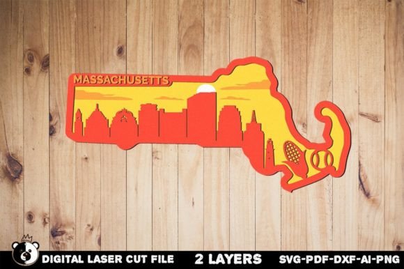 Massachusetts 3D Layered Laser Cut: Crafting the Bay State