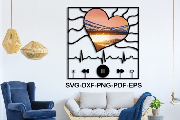 Music Player Photo Frame Wall Decor SVG