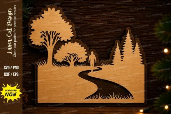 Nature Landscape Scene Laser Cut Svg: Precision Design Files