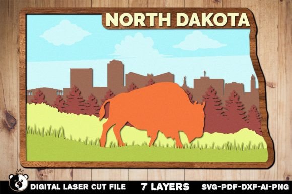North Dakota SVG: A Layered Laser Cut File for CNC Projects