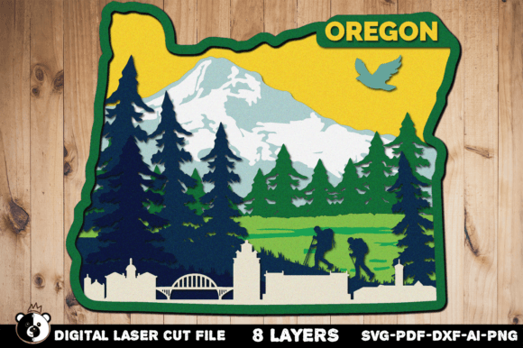 Oregon SVG: 3D Layered Laser Cut File for CNC Projects
