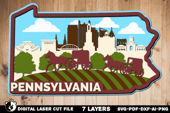 Pennsylvania SVG: 3D Laser Cut File for CNC & Laser Projects