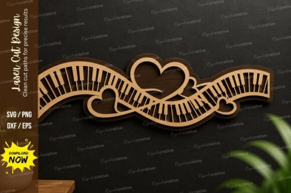 Piano Heart Ribbon Laser Cut SVG: Your Next Creative Project