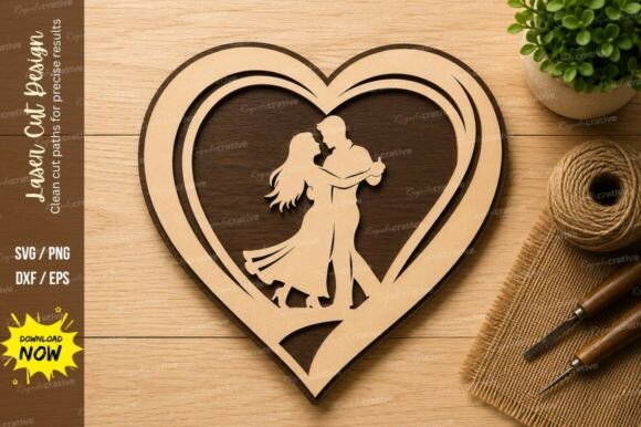 Romantic Dancing Couple Heart Laser