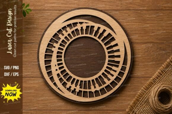 Round Piano Keyboard Frame SVG: Musical Design for Crafting