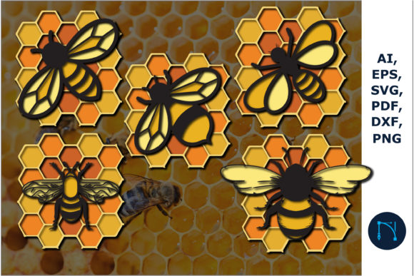 Stunning 3D Multi-Layered Bee SVG & DXF Cut Bundle