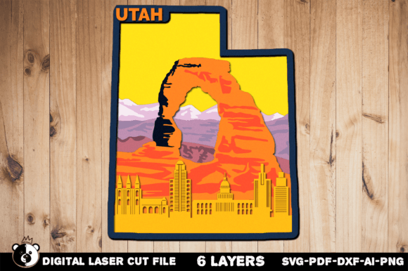 Utah SVG: 3D Layered Laser Cut File for CNC Projects