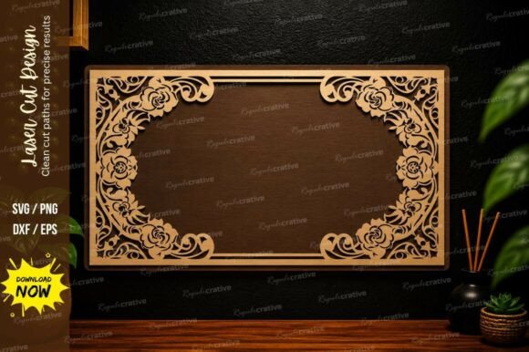 Vintage Floral Frame Laser Cut Design